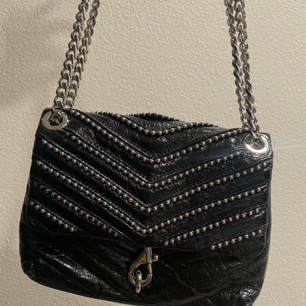 Rebecca Minkoff Black Studded Chain Mini Shoulder Bag